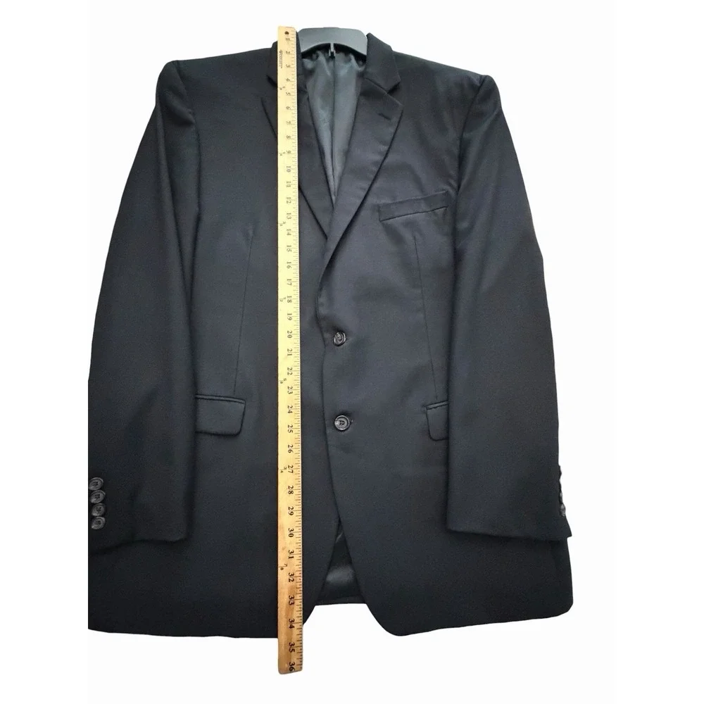 Lauren Ralph Lauren Size 46L Black 100% Wool Button Blazer Coat Mens #CCC11-1